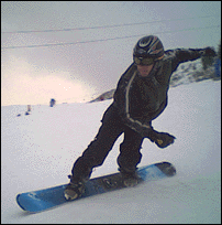Eduardo Gil snowboarding in Pamporovo Resort