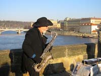 musician on the old bridge