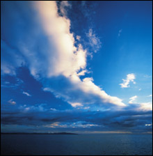 The Fiji bright blue sky