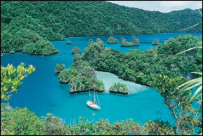 Vanua Levu in green and blue