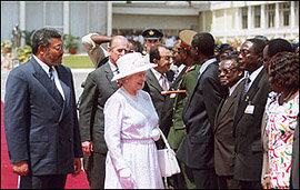 Ministers and Members of Parliament welcome the Queen