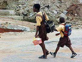 walking children school