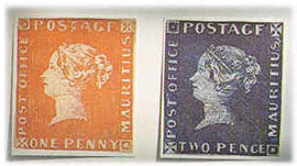 These stamps are part of the Mauritius Commercial Bank's museum collections. MCB