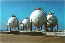 Chevron LPG storage spheres at the onshore gas plant