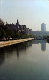 Dambovita river running through Bucharest