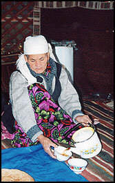 Tea and Liybiyoshka in a Kazakh yurta