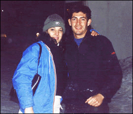 Dounia Wolteche and Eduardo Gil at Borovets Ski Resort.