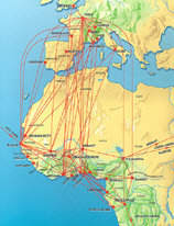 Map of geographical routes