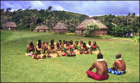Indigenous Fijians in a tribe ceremony