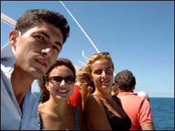 Eduardo, Elisa and Corinne sailing the Koro Sea